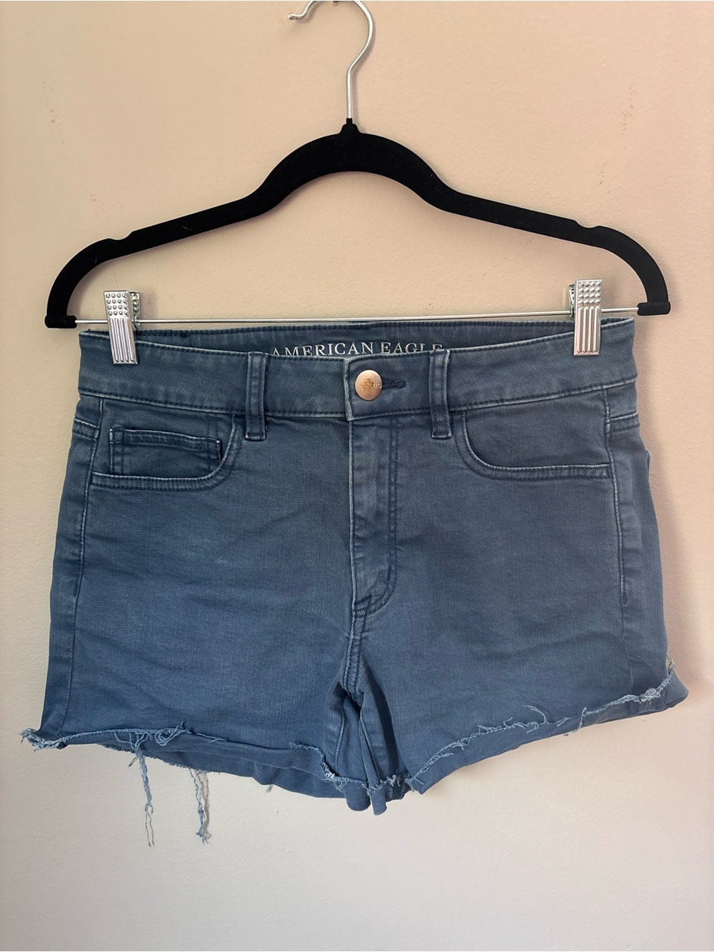 American Eagle Outfitters Blue Denim High-Rise Shortie Women's Shorts